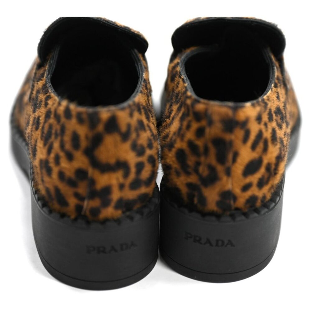 Prada Chocolate Printed Leather Loafers in Honey - Picture 6 of 12
